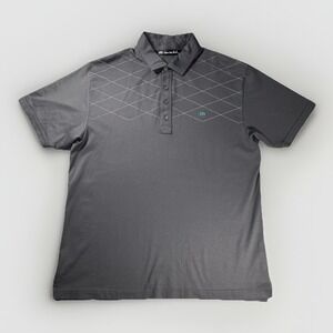 TravisMathew Mens XL Gray Golf Polo Shirt Argyle Stitch Made USA